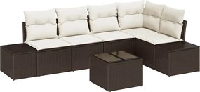 vidaXL Kerti Kanapé Szett 6 pcs Barna polirattan