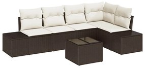 vidaXL Kerti Kanapé Szett 6 pcs Barna polirattan