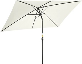 Outsunny Alumínium Napernyő 200x300x253 cm Téglalap alakú Kertiparaván Forgatókaros és Levehető UV-védett Lábazattal Teraszra, Medencéhez, Kertbe, Kül