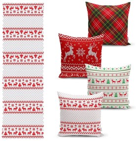 Nordic Knit 4 db karácsonyi párnahuzat és asztali futó szett - Minimalist Cushion Covers