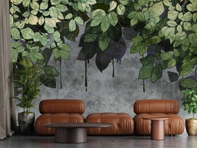 Gario Fotótapéta Zöld levelek beton alapon Anyag: Vlies, Méret: 300 x 210 cm