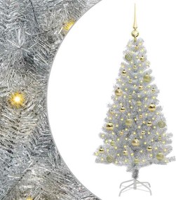 vidaXL Karácsonyfa 150 LED-del állvánnyal Ezüst 120 cm PET