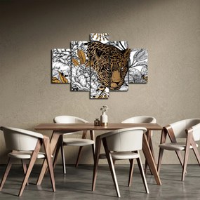 Kép - leopárd a virágok között (150x105 cm)