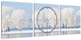 Egy kép egy téli tájról (órával) (90x30 cm)