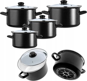 Zománcozott Edénykészlet Szett 8DB-OS Gáz Indukciós Hagyományos Fedővel