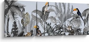 Kép - Illusztrált dzsungel (órával) (90x30 cm)