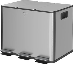 HOMCOM 3 rekeszes 20L Konyhai Pedálos Szemetes 3 Csendes Záródású Rozsdamentes Acél és PP Fedéllel, 61.9x36.6x56.7 cm, Ezüst | Aosom