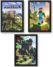 Három darabos Minecraft poszter szett A4-es méretben