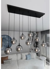 Csillár zsinóron COSMO 9xE14/10W/230V fekete/szürke