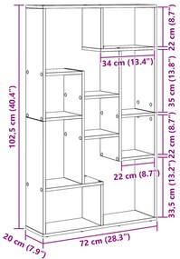 Könyvespolc Műszaki tölgy 72x20x120 cm Műszaki fa