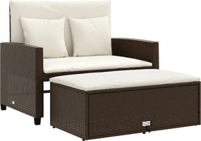 vidaXL 2 személyes barna polyrattan kerti kanapé párnával