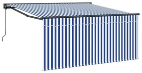 Behúzható napellenző Kék és fehér 300 x 250 cm szövet