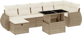 vidaXL 8 részes bézs polyrattan kerti ülőgarnitúra párnával