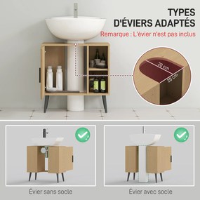 HOMCOM Fürdőszobai Mosdó Alatti Szekrény, Ipari Stílusú Mosdóegység Lágy Záródású Ajtóval és Állítható Polccal, 60 x 30 x 59,5 cm, Tölgy | Aosom