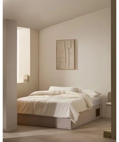 Bézs kárpitozott ágyneműtartós franciaágy 160x200 cm Matters – Kave Home