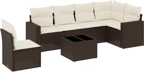 vidaXL 7 részes barna polyrattan kerti ülőgarnitúra párnákkal