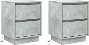 vidaXL Éjjeliszekrény 2 pcs Beton Szürke 39 x 34,5 x 50 cm Faanyag