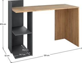 Számítógépasztal, tölgy craft arany/grafit, ZINO NEW