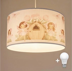 Brilagi - LED gyerekszoba csillár zsinóron BOBO 1xE27/60W/230V átm. 35 cm rózsaszín/tündérek