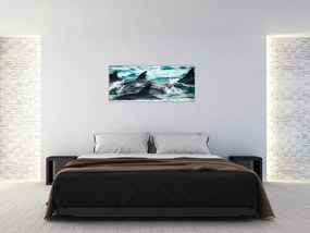 Kép - Delfinek az óceánban (120x50 cm)