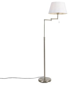Acél állólámpa fehér szövetbúrával és állítható karral - Ladas Deluxe