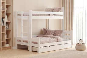 Lovic 90x200/120x200 jobb oldali emeletes ágy fiókokkal - fehér