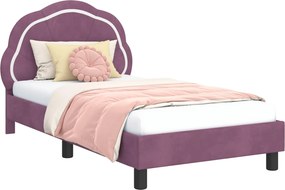 vidaXL Gyerekágy kerettel fejtámlával Lila 80 x 160 cm Bársony