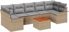 vidaXL Kerti Kanapé Szett párnával 8 pcs Bézs polirattan