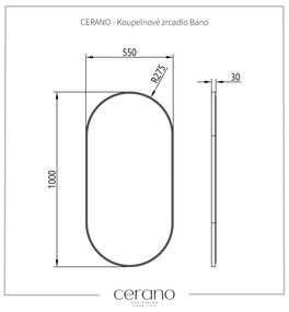 Cerano Bano, LED fürdőszobai tükör 100x55 cm, fém keret, fekete matt, CER-CER-NT8144-100X55