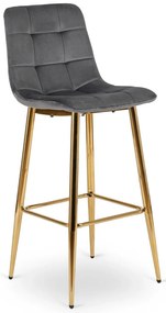 Szürke Bársony Bárszék Aranyszínű Lábbal. ARIEL