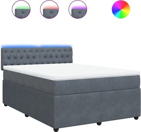 vidaXL sötétszürke bársony rugós ágy matraccal 160x200 cm