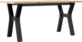vidaXL tömör fenyőfa és acél dohányzóasztal Y-vázzal 100x50x45 cm