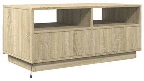 sonoma tölgy színű dohányzóasztal LED-lámpákkal 90x49x40 cm