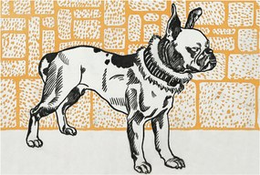 Flizelin tapéta falra Prémium retro kutya 104x70 ragasztó