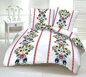 Pamut lepedők Folklór piros TiaHome - 1x Párna 90x70cm, 1x Paplan 140x200cm