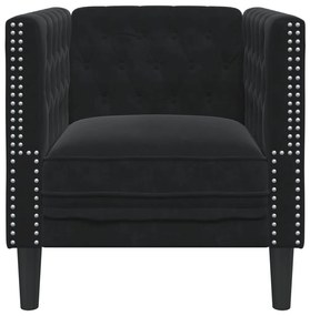 fekete bársony Chesterfield kanapéfotel