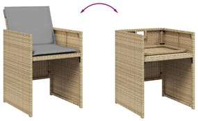 9 részes vegyes bézs polyrattan kerti étkezőgarnitúra párnákkal