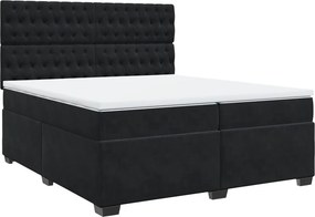 vidaXL fekete bársony rugós ágy matraccal 200x200 cm