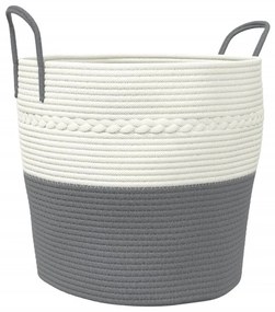 szürke-fehér pamut tárolókosár Ø43 x 38 cm