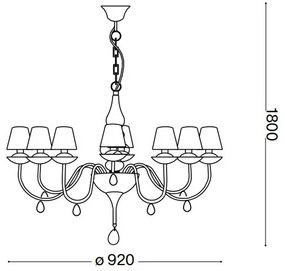 Ideal Lux - Csillár láncon BLANCHE 8xE14/40W/230V átm. 92 cm fekete