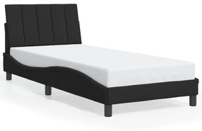 fekete bársony ágykeret LED-világítással 90 x 190 cm