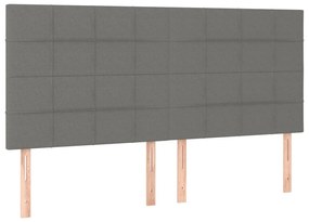 sötétszürke szövet LED-es fejtámla 200x5x118/128 cm