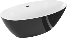 Luxury Eris szabadon álló fürdökád akril  180 x 95 cm, fehér/fekete,  leeresztö   fekete - 53441809575-B Térben álló kád