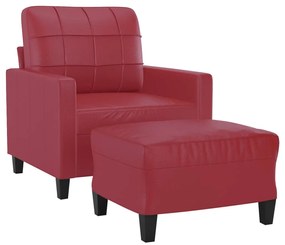 bordó műbőr kanapéfotel lábtartóval 60 cm