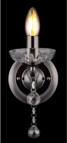 Globo 64134W Fali lámpa fém fekete-króm, füstszínű/átlátszó üvegkristályok, fény iránya: felfelé, SzxM: 140x330mm, Mélység: 240mm, 1x E14 40W 230V izzó nélkül