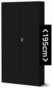 Fém iratszekrény JAN H, 900 x 1950 x 400 mm, fekete