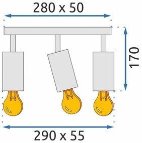 Toolight Szerszámlámpa, mennyezeti lámpa 3xGU10 APP1243-3C, fekete matt, OSW-40098