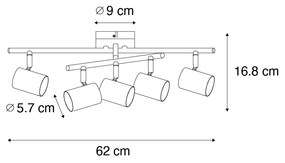 Modern mennyezeti lámpa bronz 5-lámpás állítható téglalap alakú - Jeana