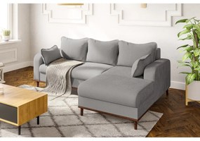 Világosszürke kordbársony sarokkanapé (jobb oldali) Beata – Ropez