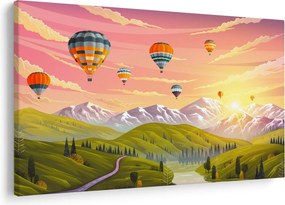 Léggömbök képe a táj felett (90x60 cm)